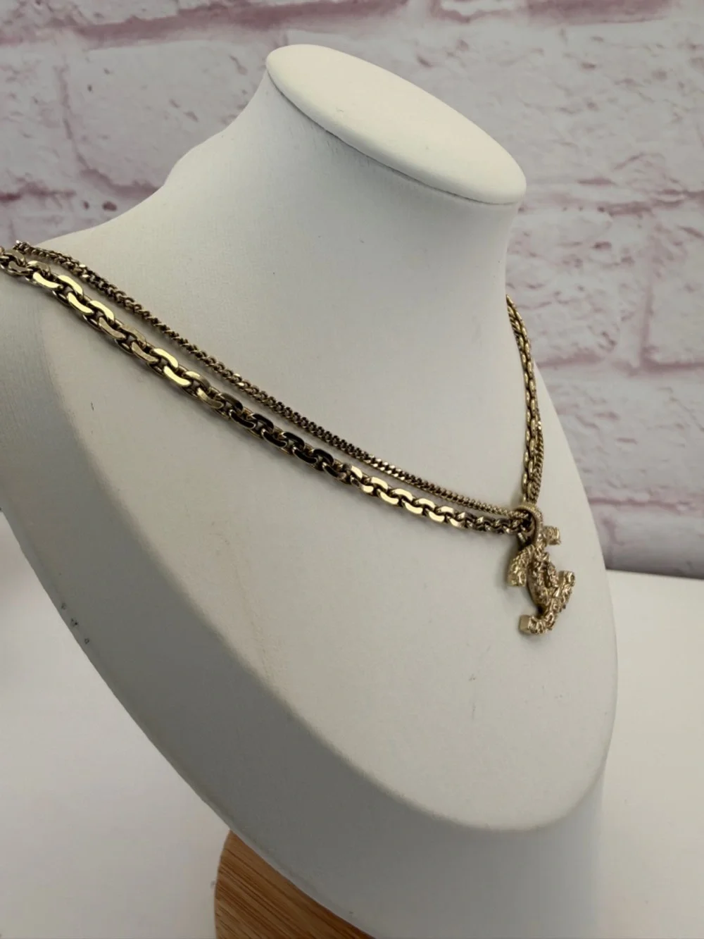 CHANEL Crystal CC Multi Strand Chain Necklace Gold